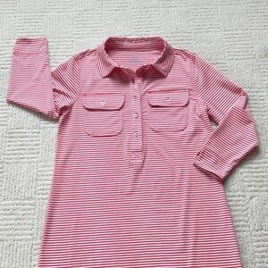 Vineyard Vines Margo Performance Red/White Stripe Shirt Dress NWOT XS
